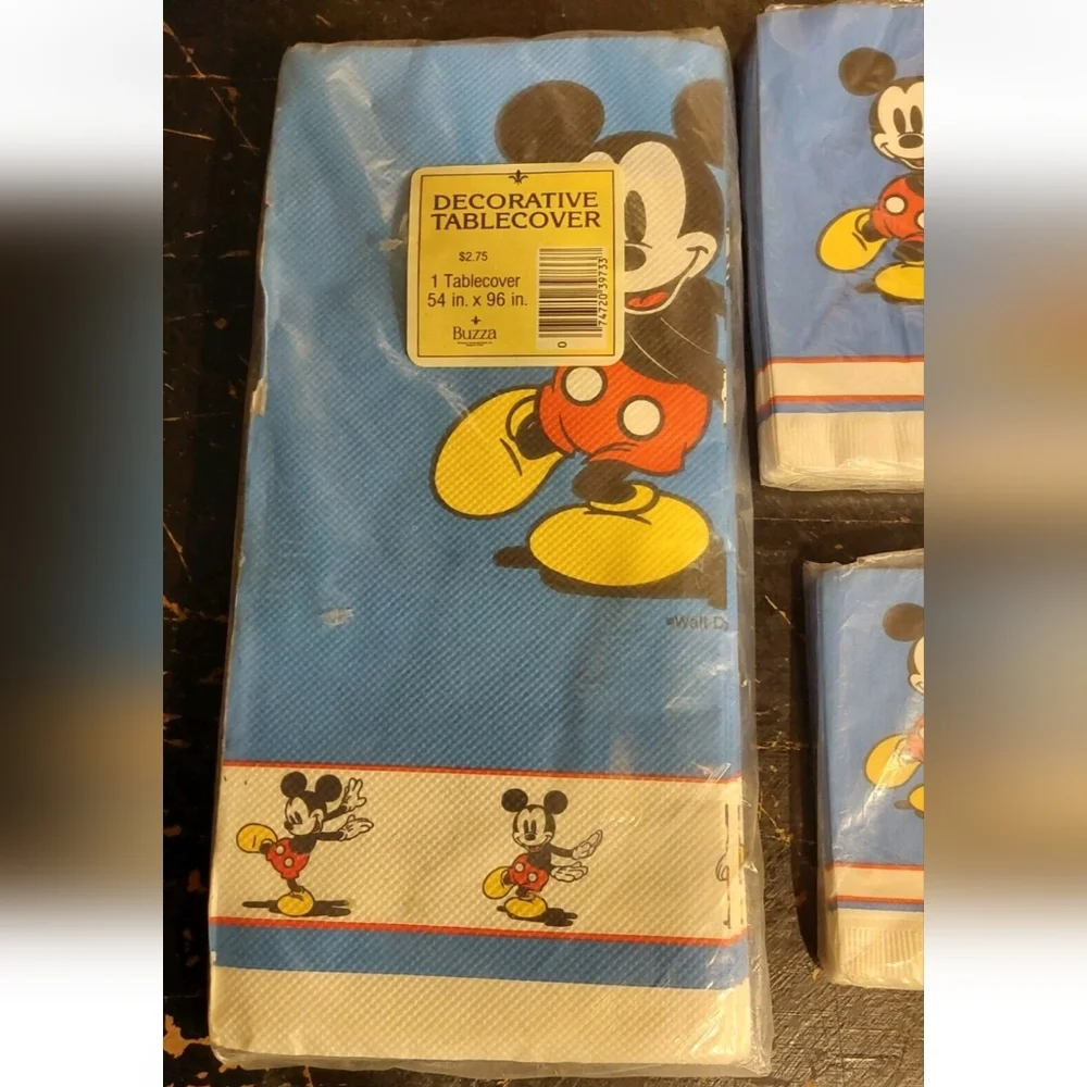 Mickey Mouse Vintage Paper Tablecloth And Napkins SetvNew Old Stock 90s